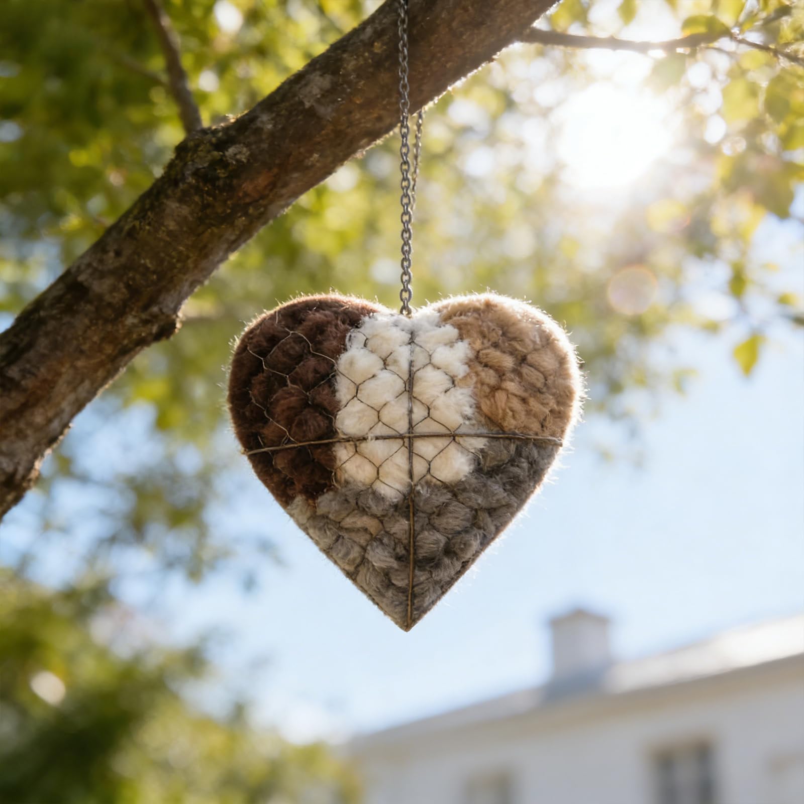 Nistmaterial für Vögel, Nistmaterial für Wildvögel aus Alpaka Faser, Nisthilfen für Vögel, Nachfüllbares Vogelhaus Nistkasten, Herz Kanarienvögel Kolibri Vogelnest, Gartendeko Vogelhaus, 2 Pc - 4