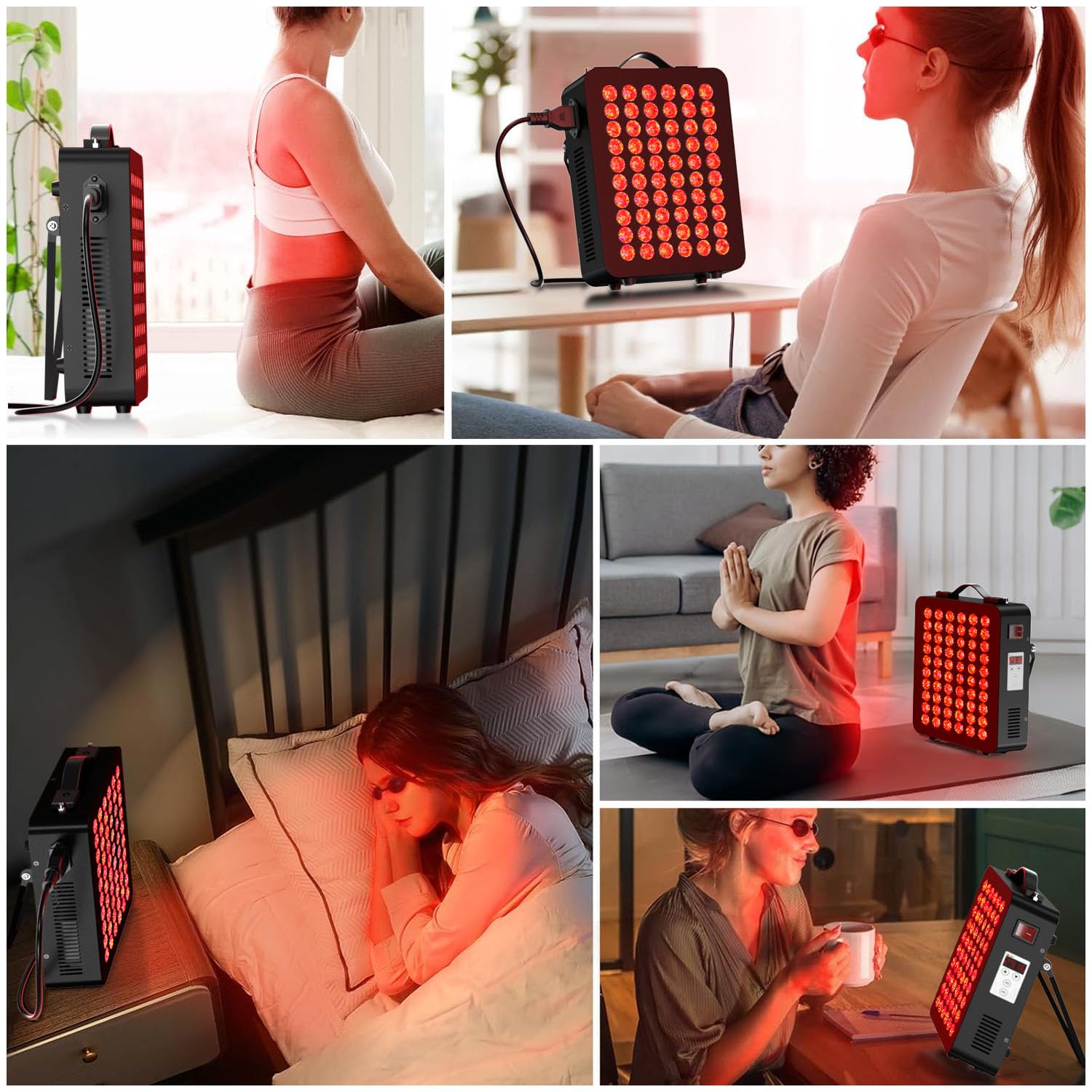 Dispositivo de terapia de luz roja para el cuerpo, de doble chip 660nm＆850nm, grado clínico 60 LEDs con temporizador, el cuerpo, la cara, la relajación, la mejora del sueño, alivio del dolor(300W)