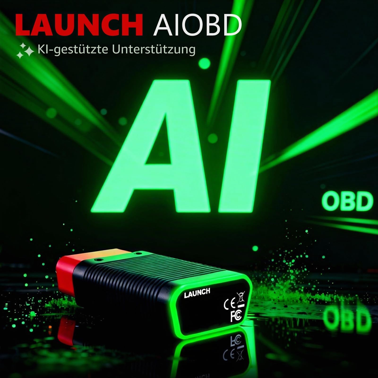 Launch AIOBD Bluetooth OBD2 Scanner mit KI, AI-Diagnosegerät Auto mit Vollsystem, OBD-II Fehlercodeleser für iOS & Android, Motor, ABS, Airbag-Diagnose & Wartungsfunktionen