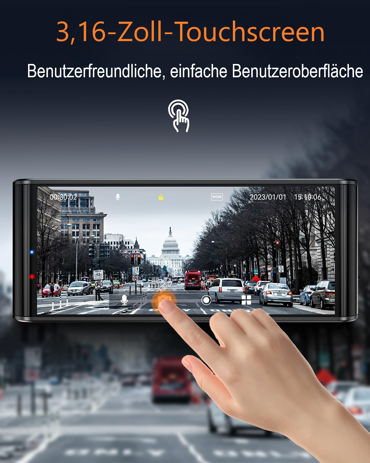 LAMTTO Dashcam Auto Vorne Hinten 4K+1080P, WiFi Dash Cam mit 64GB SD Karte, Dual Auto Kamera mit GPS, Nachtsicht, Bewegungserkennung, G-Sensor, 24/7 Parküberwachung, Loop-Aufnahme, APP Steuerung