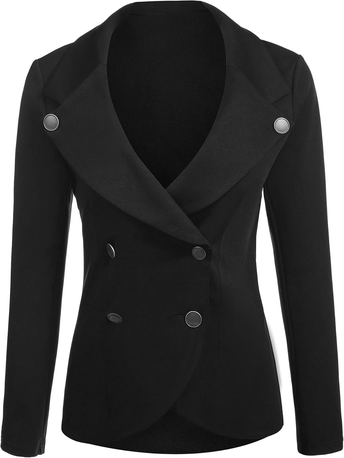 ELESOL Womens Casual Work Knit Blazer Jacket Lapel Longline Blazer Black at Amazon Women’s
