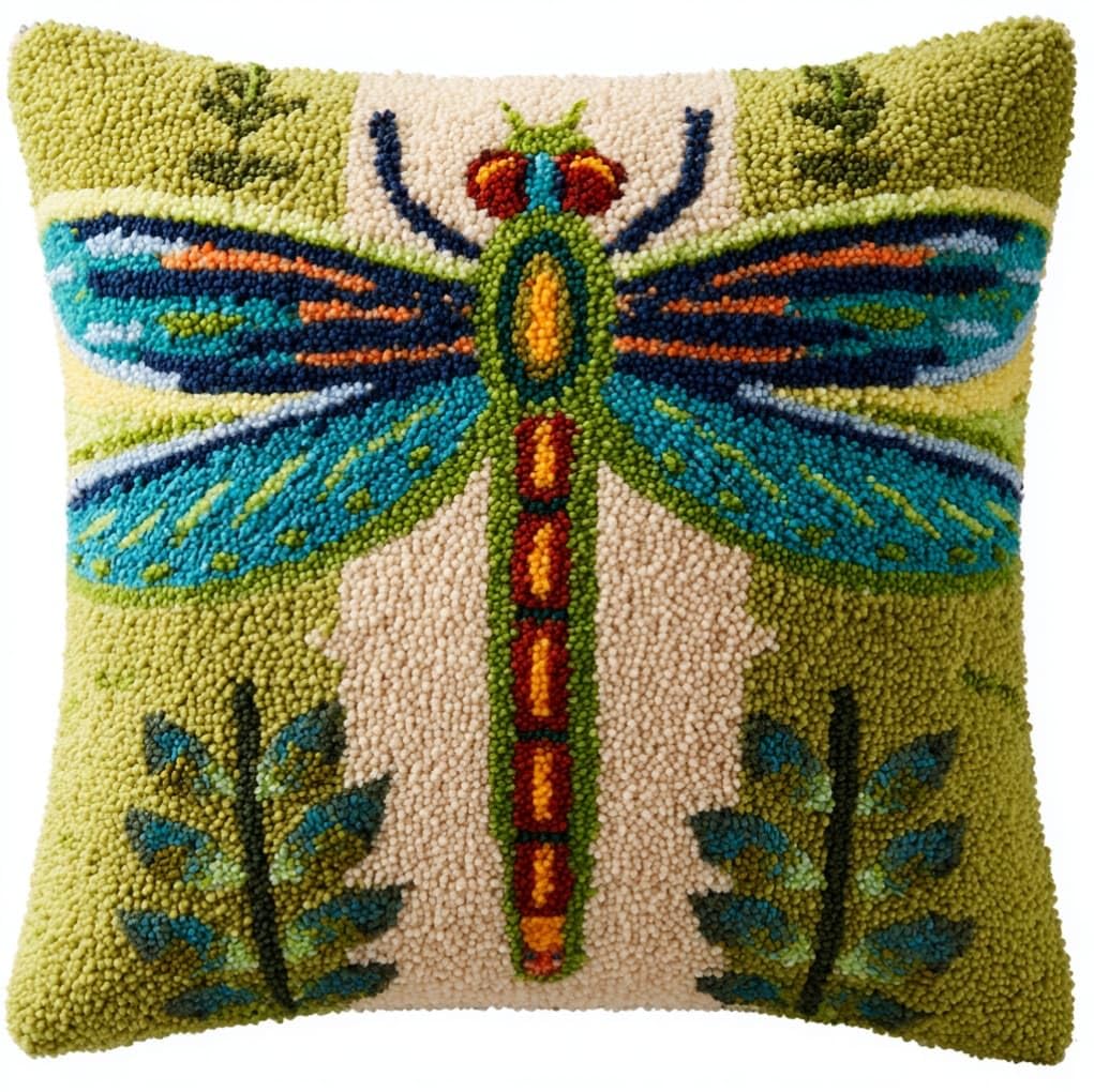 AxiangziK Latch Hook Cushion Kits for Adults,Animal Dragonfly
