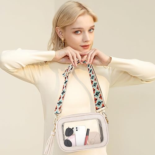 Miniatura 8 de Viva Terry Bolsa transparente aprobada para eventos de estadio, pequeña bolsa cruzada transparente con 2 correas ajustables para artículos de