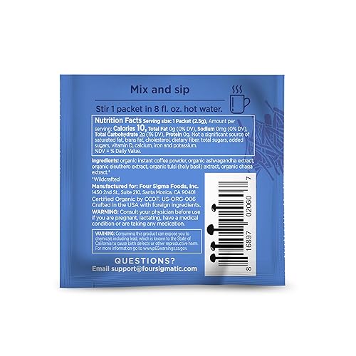 Vista 15 de Four Sigmatic - Café instantáneo orgánico en polvo Café instantáneo arábica individual con Cordyceps, Chaga y Eleuthero Mezcla instantánea