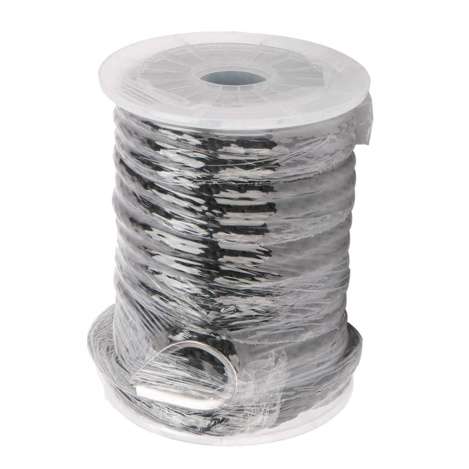 NovelBee Ligne d'ancrage multifonction tressée solide de qualité supérieure, meilleure corde en polypropylène avec dé à coudre en acier inoxydable 1/2" x 50', noir