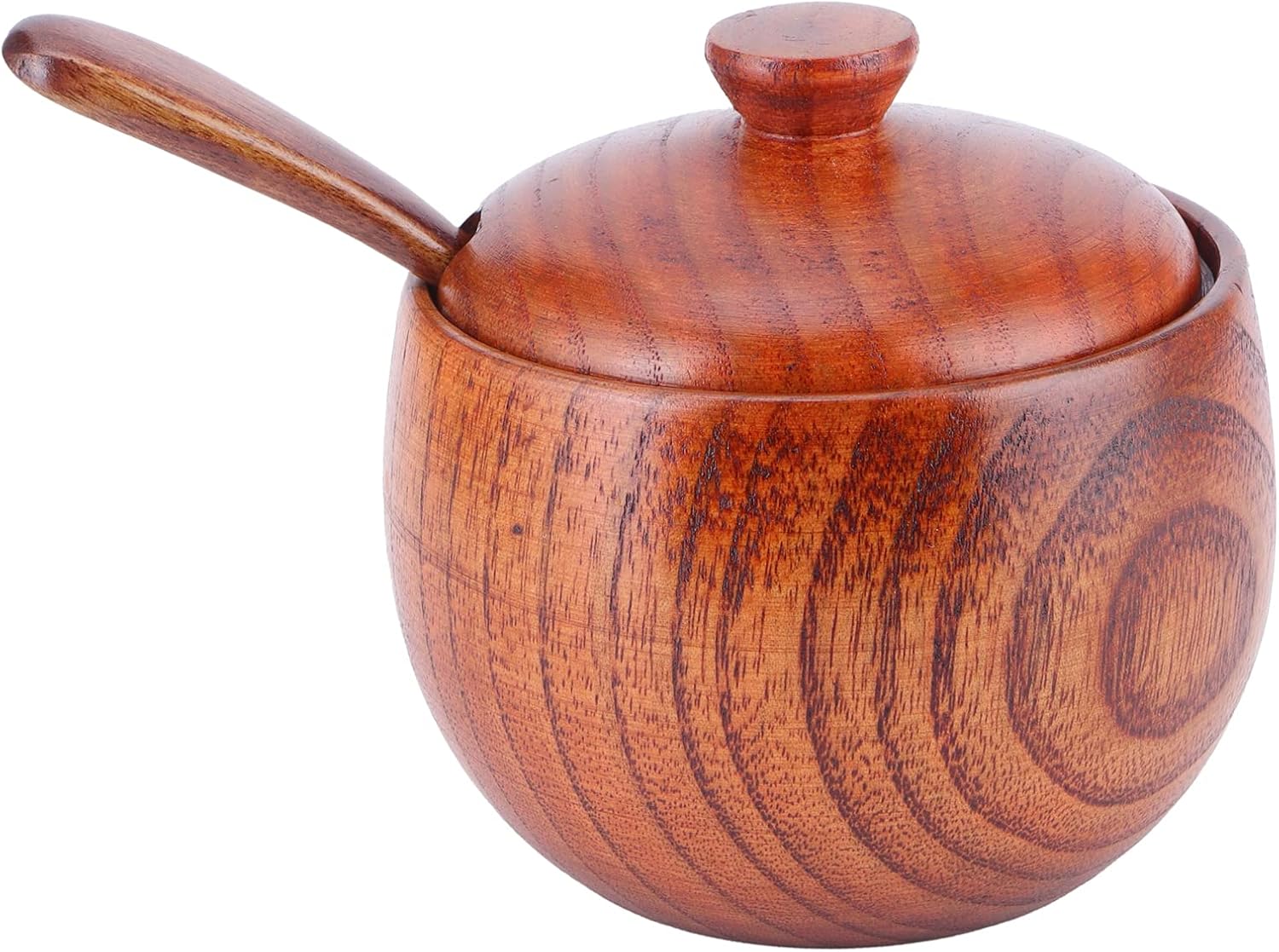 Seasoning box,Wooden Spice Jar, Seasoning Serving Bowls & Tureen Condiment Pots Box Pot with Lid Spoon Sauce Cans Kitchen Cooking Tool for Kitchen
