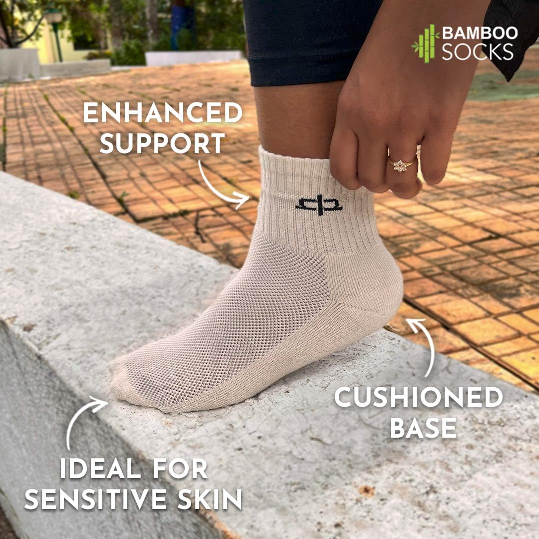 HEELIUM Bamboo Socks for Women | Quarter Length | 3X Softer than Cotton Socks | Odour-Free & Breathable | Superior Comfort & Cushioned Base 1