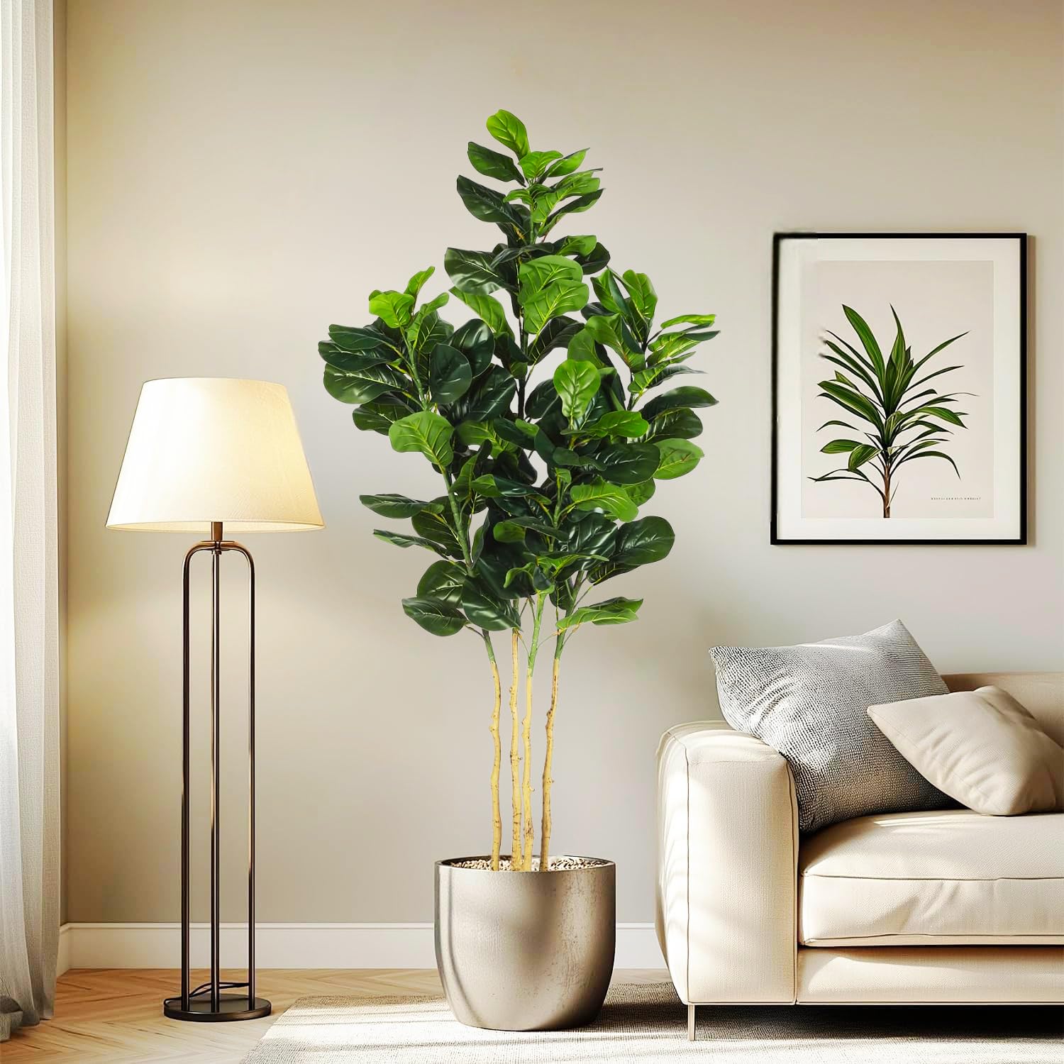ARICK DECOR 6Ft Artificial Fiddle Leaf Fig Tree, Secure PE Material Protection Low-Maintenance Faux Plant, Lifelike Green Fake Potted Tree for Home Office Warehouse Decor Indoor Outdoor-image-22