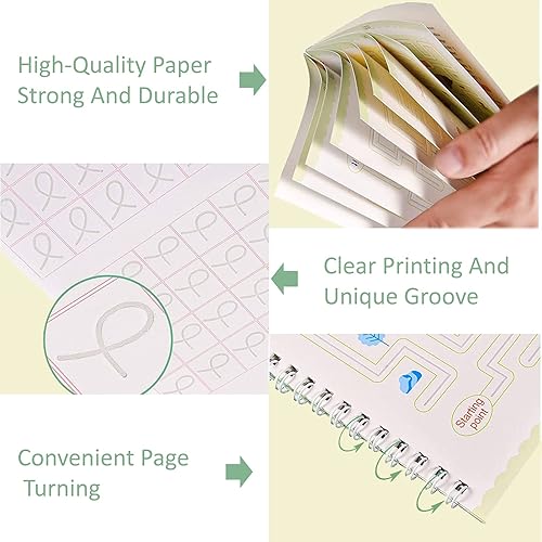 Miniatura 3 de Libro de control y rastreo de bolígrafos para niños pequeños, reutilizable, ranurado, libro de trabajo para aprender a escribir líneas - Edades 3-6