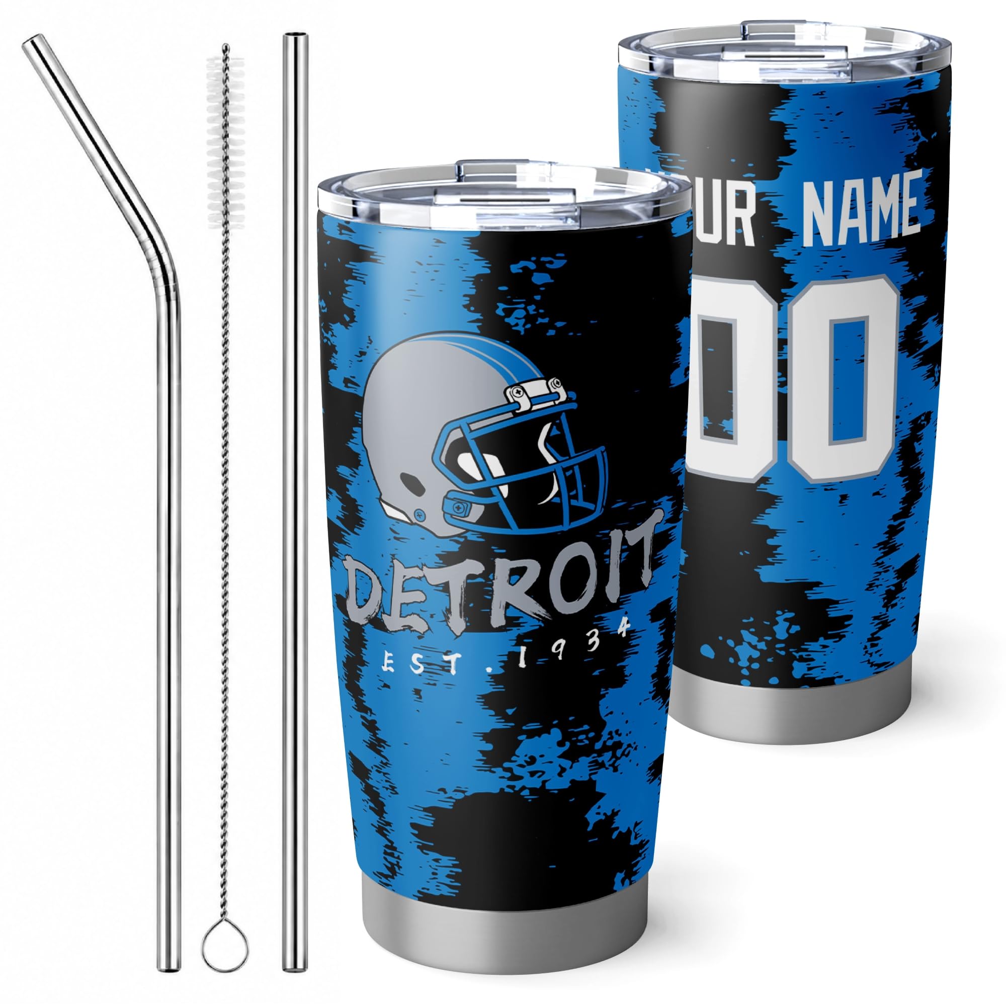 ANTKING Detroit Tumbler 20oz Travel Mug Custom Number Name Gifts