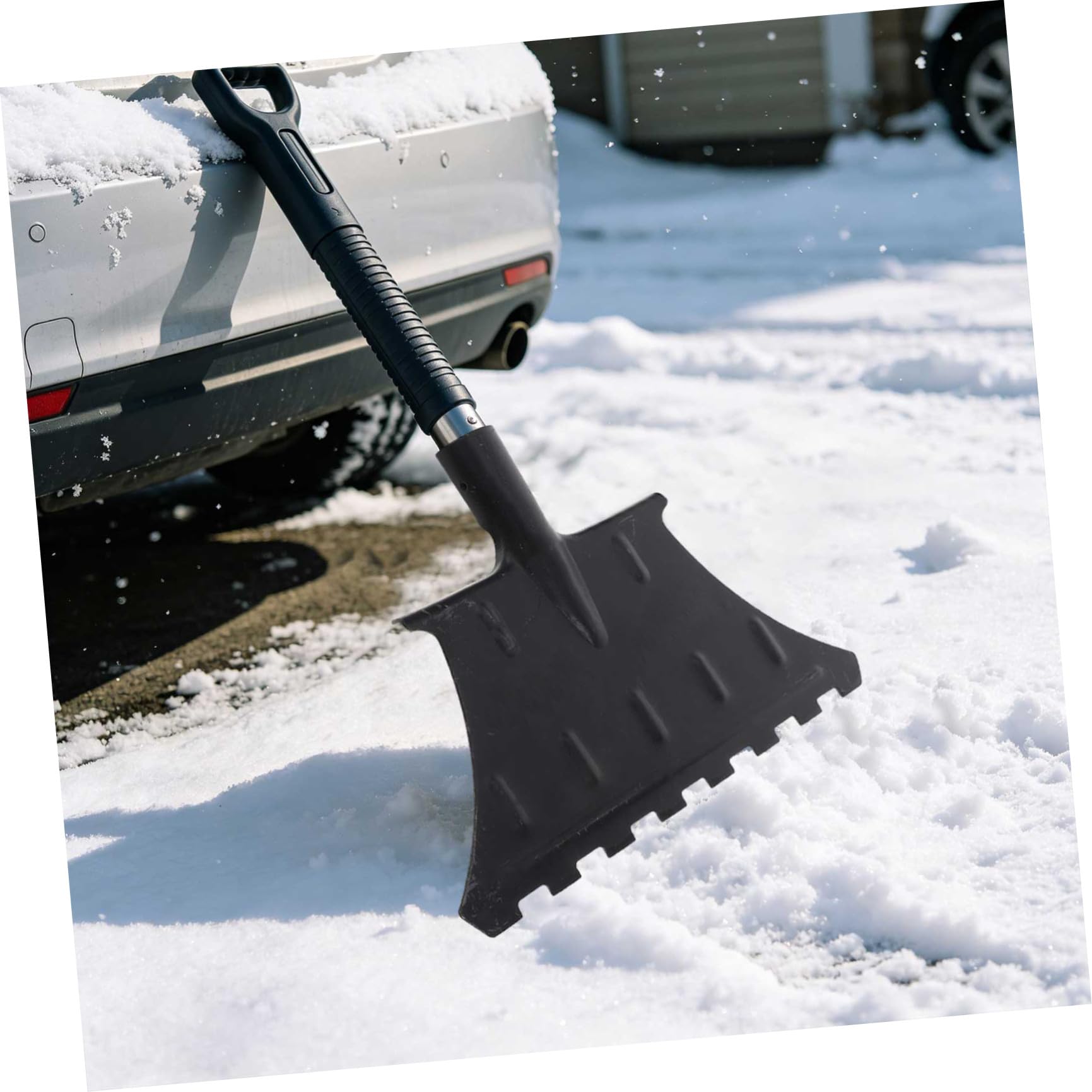 Beaupretty Pala Quitanieves, Pala de Nieve para Coche y Garaje, Acero al Manganeso, Mango Ergonómico, Amplia Superficie, para Eliminación de Hielo en Carretera y Retirada de Nieve en Áreas