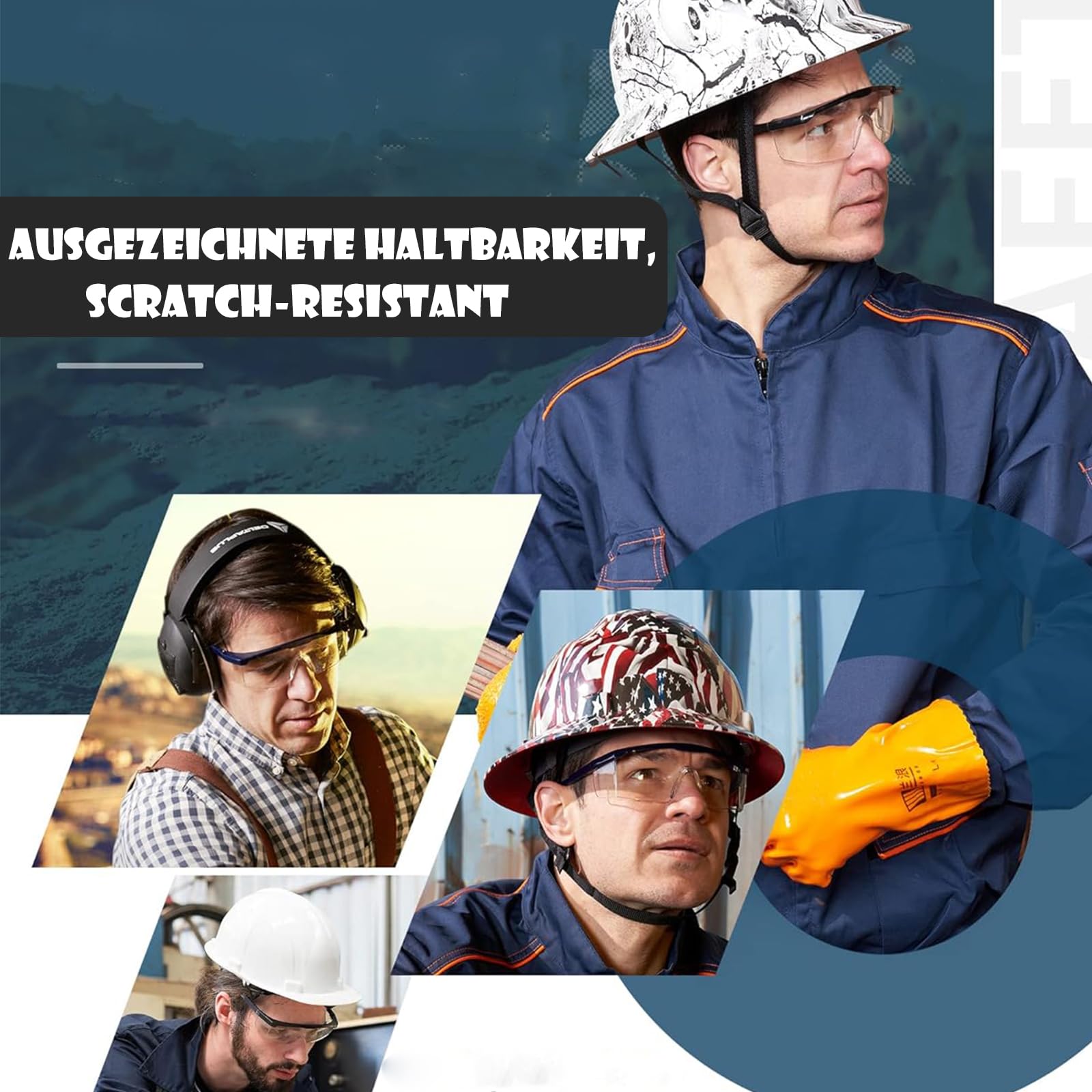 10 Stück Arbeitsschutzbrille, Sicherheitsbrillen, Transparent, Für Brillenträger, Labor, Chemie Schutzbrille für Herren & Damen