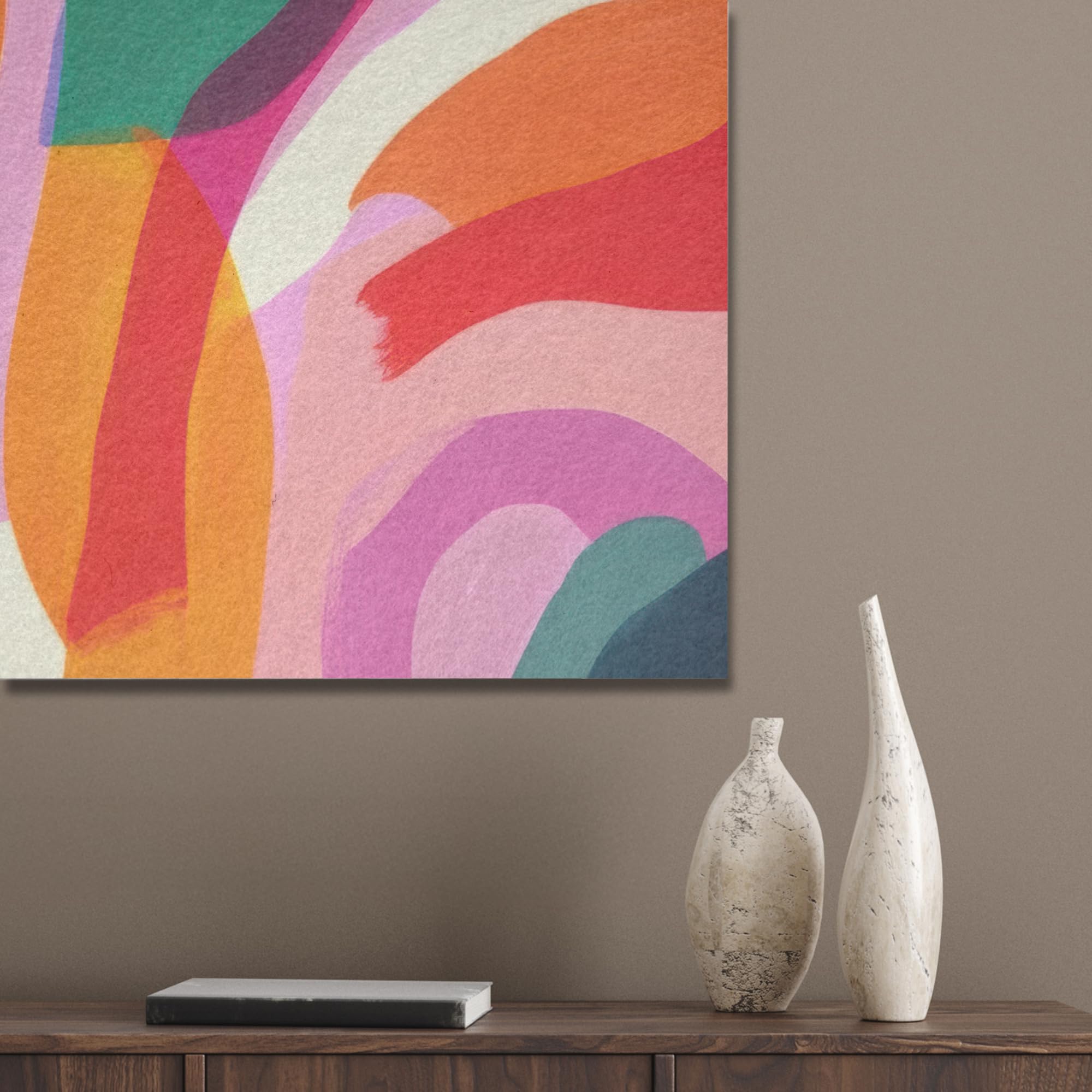 "MuchoWow© Pannelli Fonoassorbenti Parete Acustici 60x80 cm Insonorizzanti Pannello Fonoassorbente Design Isolante Acustico Fonoisolanti Insonorizzazione Stanza Forme - Ondulate - Astratte - Rosa bril