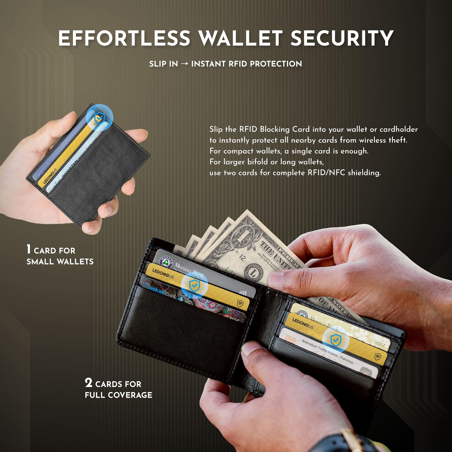 RFID-blockierende Karten – 6 Stück | Anti-Diebstahl-kontaktloser NFC-Schutz für EC-Kreditkarten & Geldbörse | Schlank und langlebig passt perfekt in die Brieftasche | 2 RFID-Hüllen im