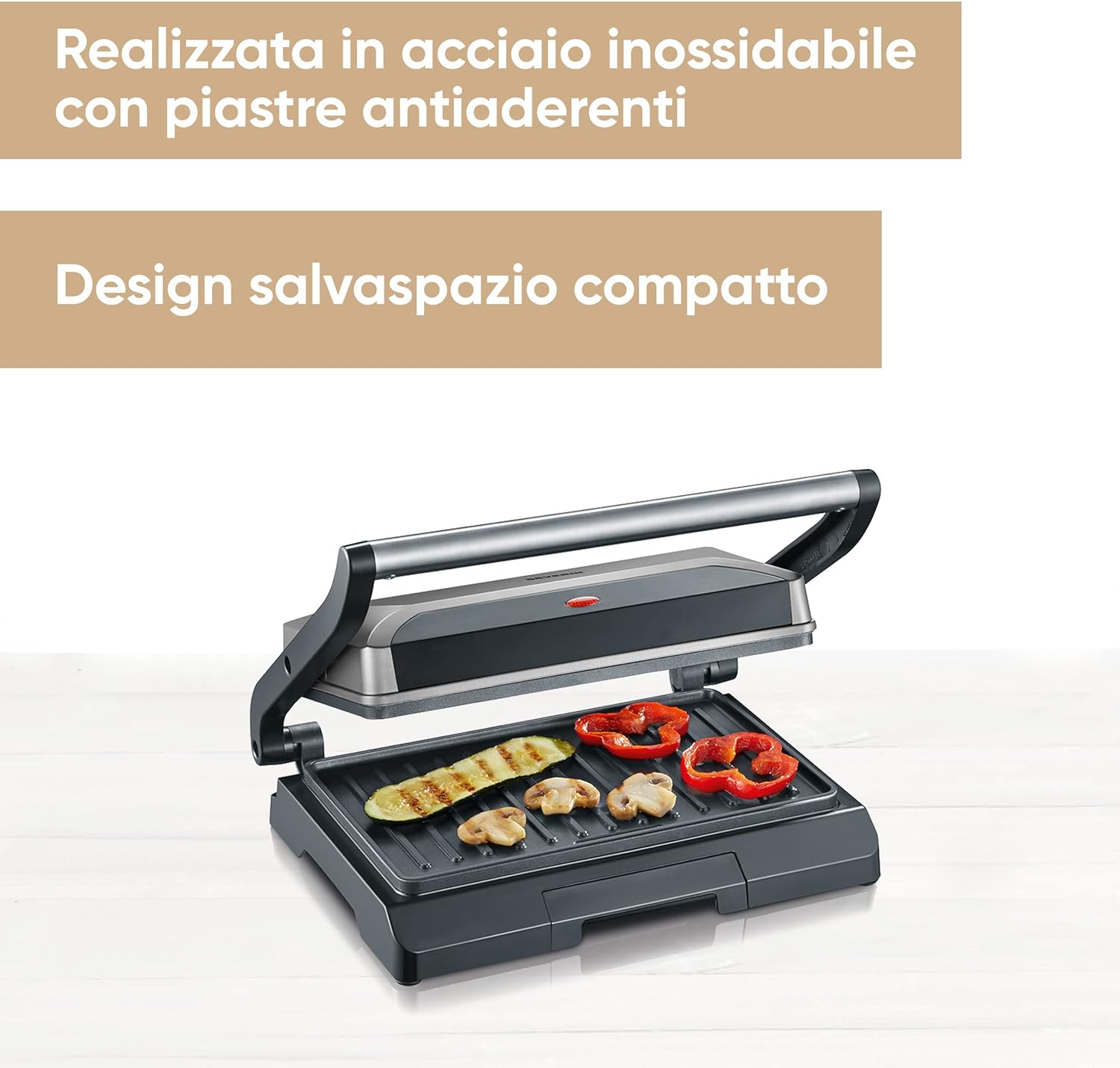 Severin Kg 2394 Bistecchiera Elettrica 800W per Sandwich con Piastre Antiaderenti, Piastra Tostapane Distribuzione Uniforme Del Calore, Bistecchiera Antiaderente con Vassoio, Grigio Metallizzato/Nero Severin Kg 2394 Bistecchiera Elettrica 800W per Sandwich con Piastre Antiaderenti, Piastra Tostapane Distribuzione Uniforme Del Calore, Bistecchiera Antiaderente con Vassoio, Grigio Metallizzato/Nero