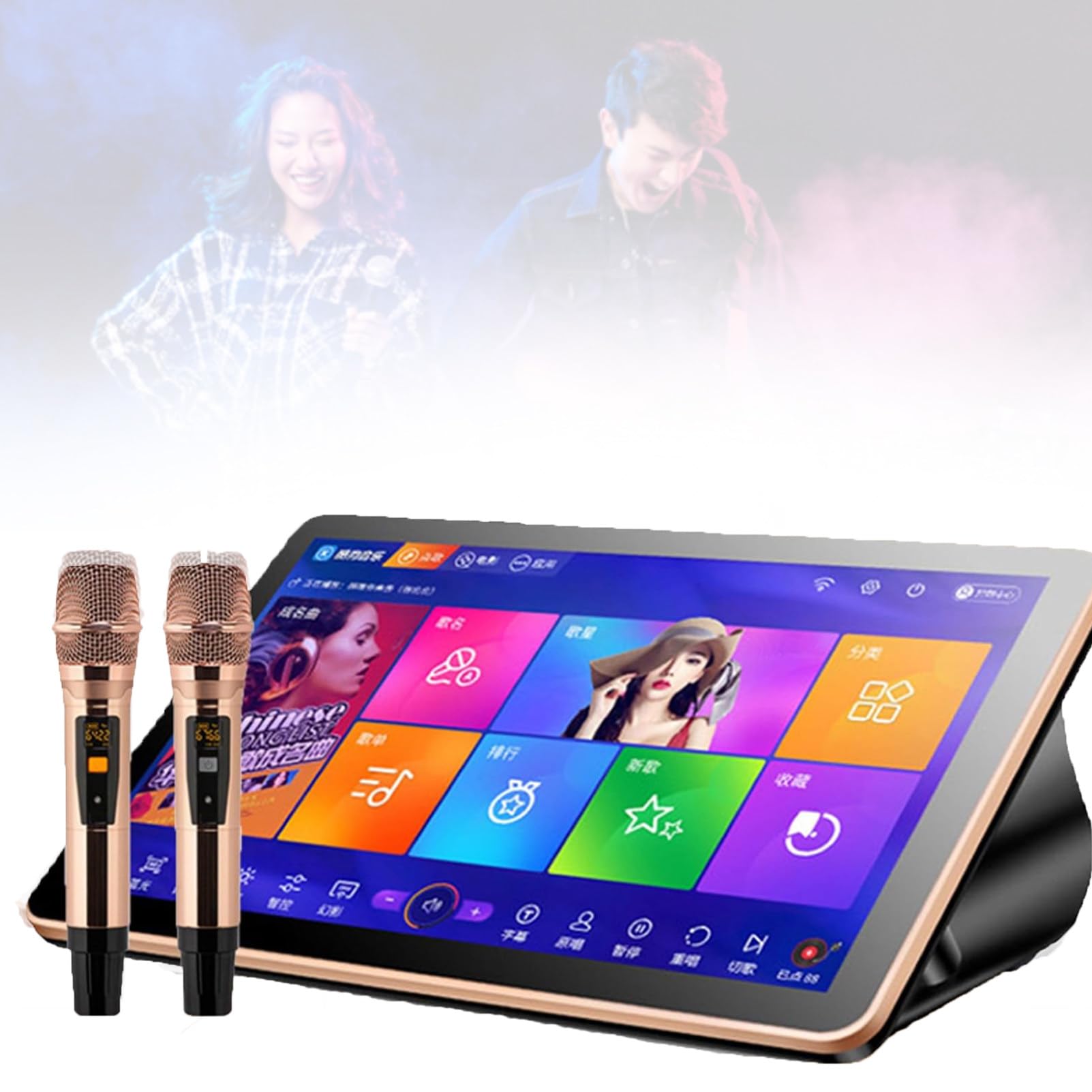 Schermo Tattile da 18,5 Pollici, Aggiornamento Tramite Cloud, Download di Brani, Telecomando per Telefono con Schermo Tattile da 18,5 Pollici E Controllo Tramite App, Karaoke 500G-White