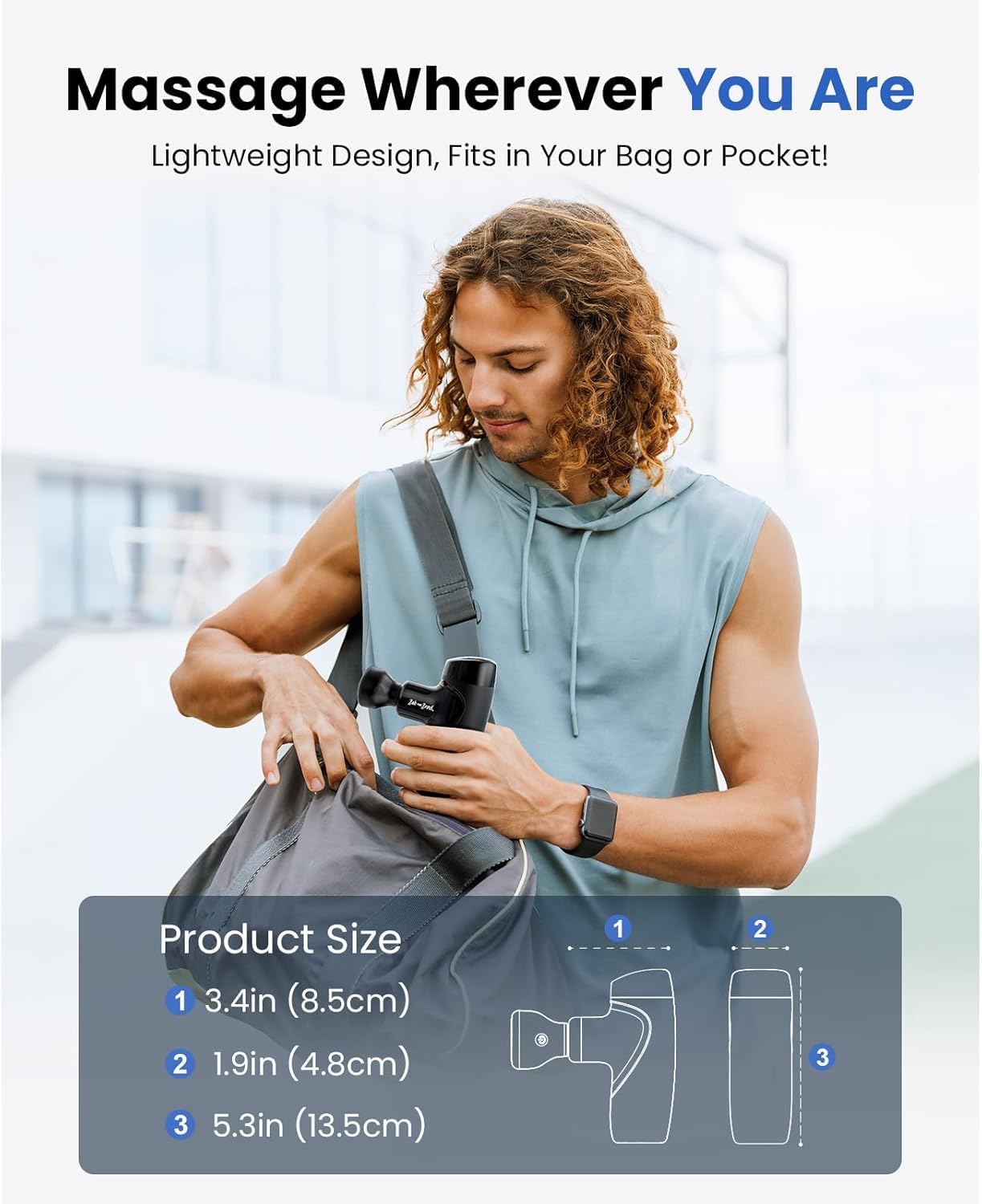 BOB AND BRAD M7 Plus Mini Massage Gun with Heat, FSA Eligible & HSA Approved Deep Tissue Percussion Massager for Back & Neck Stiffness - Portable, Quiet, Ultra-Lightweight - Image 7