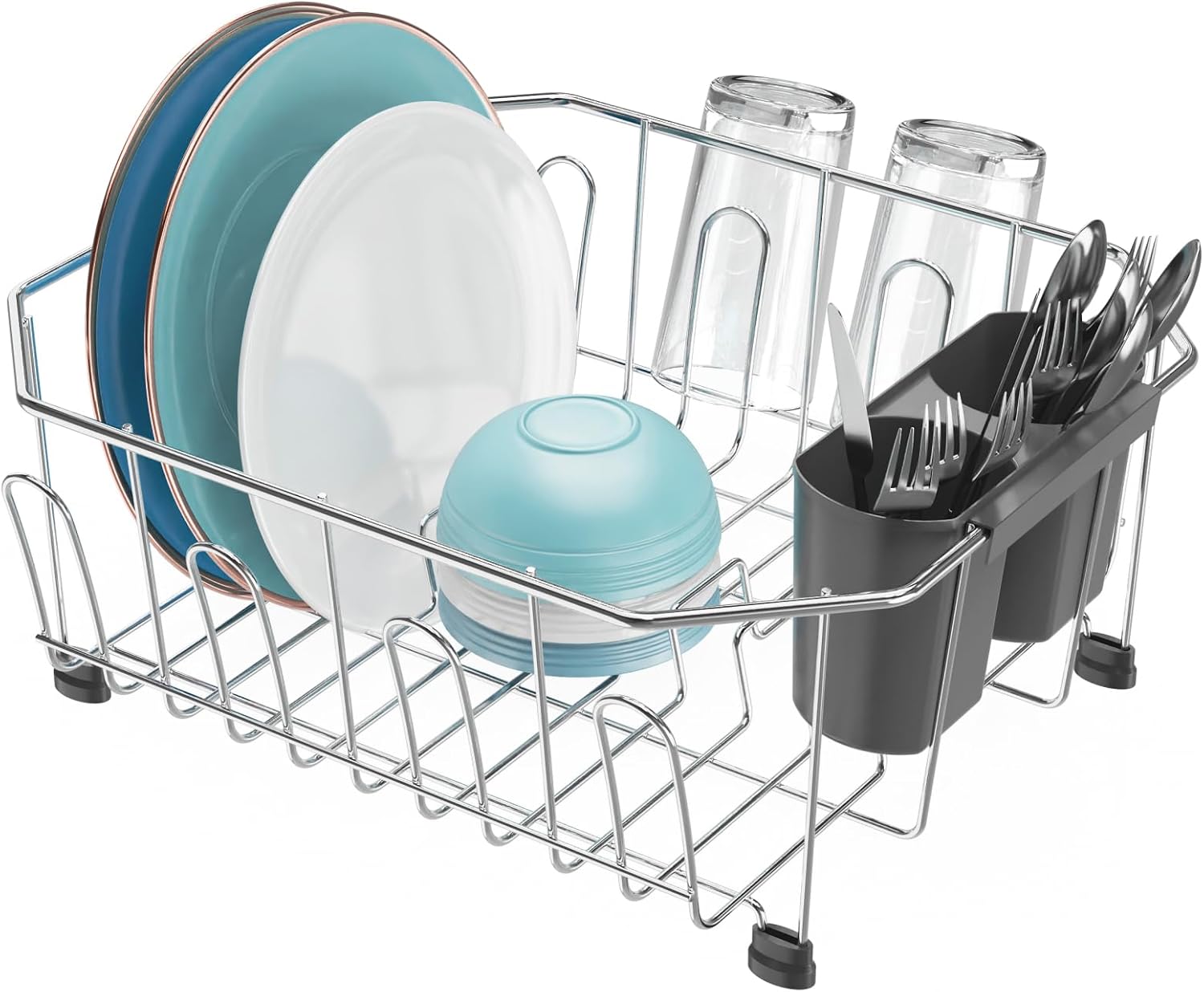 GSlife in Sink Small Dish Drying Rack - Stainless Steel Dish Drainer for RV Kitchen Apartment Sink, 13.4" L x 11.6" W, Silver