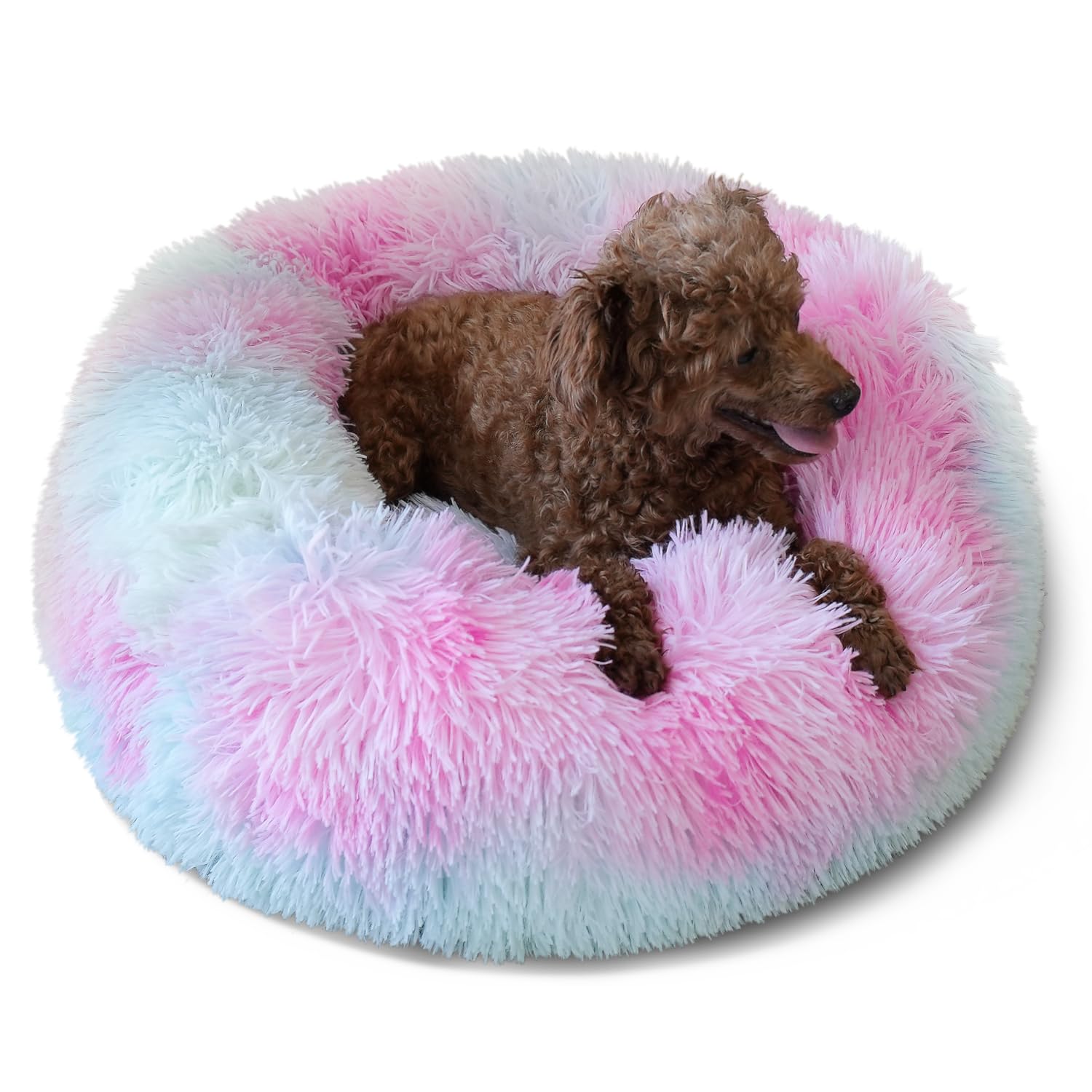 nononfish Puppy Bed for Calming Dog 19Inches Peach Anti-Anxiety Donut Bed for Small Size Dogs Washable Fits up to 15 lbs Pets โ image 1