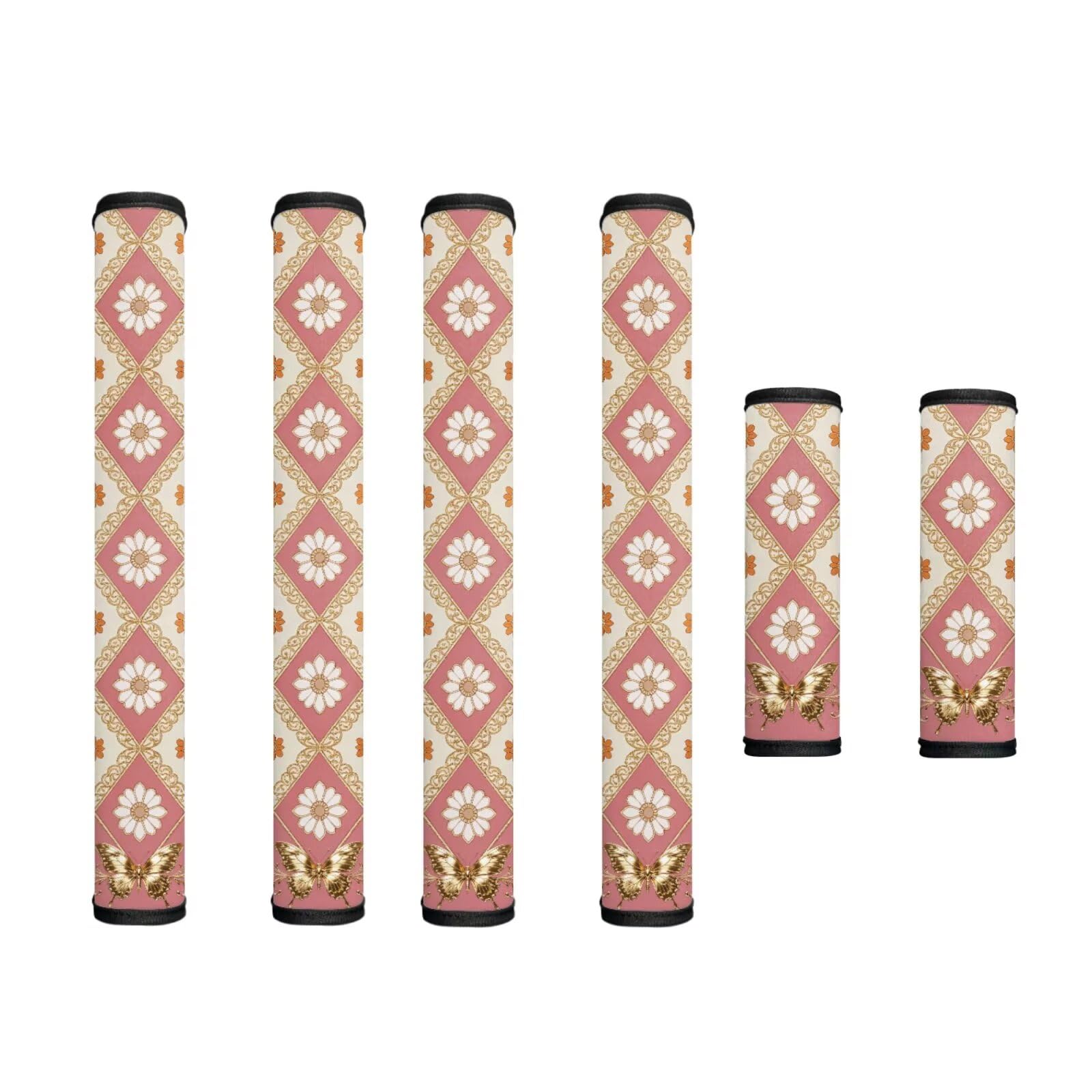 6 Pcs Refrigerator Microwave Door Handle Covers Electrical Appliances Handle Protector Keep Clean and Protected from Oil Stains, Fingerprints, Liquids, Daisy Flower Butterfly Pink Beige