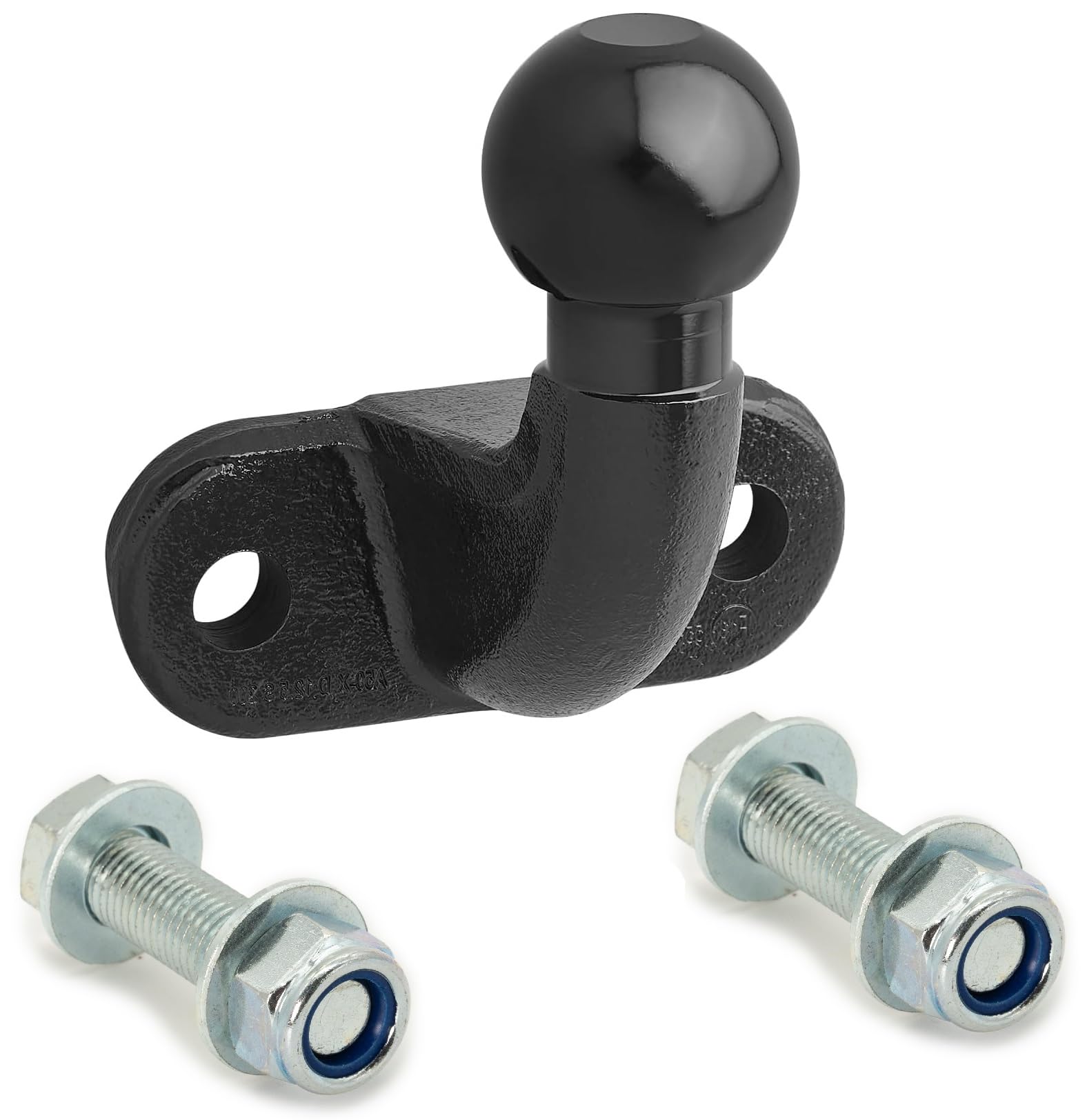 Boule d'attelage équerre A50-X Rotule col de Cygne diam 50mm, Entraxe 90mm, avec visserie, Acier Peint Noir