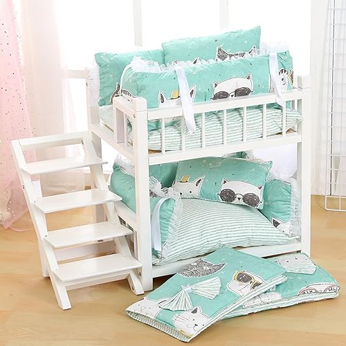Miniatura 3 de Litera para perros pequeños, medianos y grandes, cama extraíble de doble capa para mascotas con escaleras, color blanco, 31 x 24 x 31 pulgadas