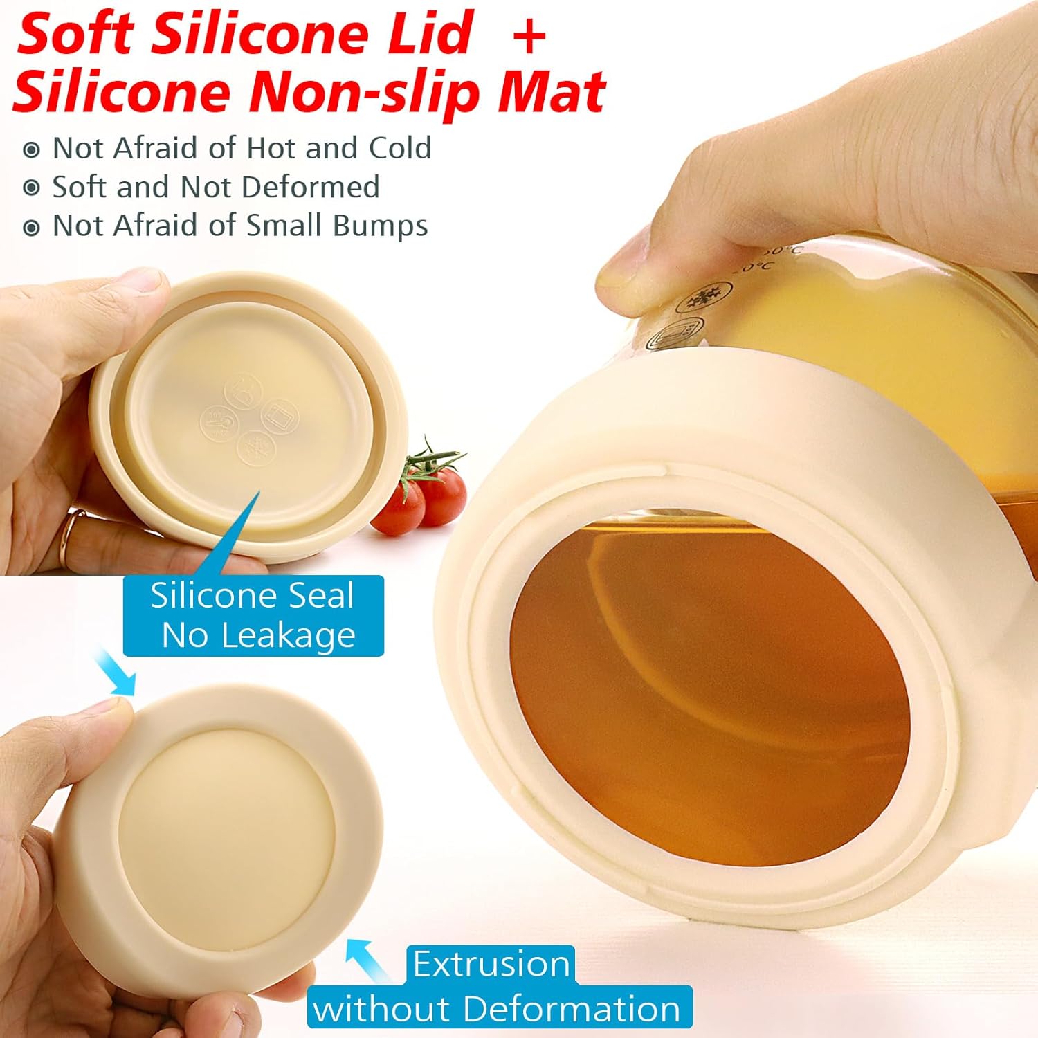 16 oz Round Breakfast Glass Cup with Silicone Seal Cover and Spoon, Glass Dessert Cup with Lid for Breakfast Cereal, Overnight Oats, Yogurt, Holiday Gift, Dishwasher Microwave Safe - Image 4