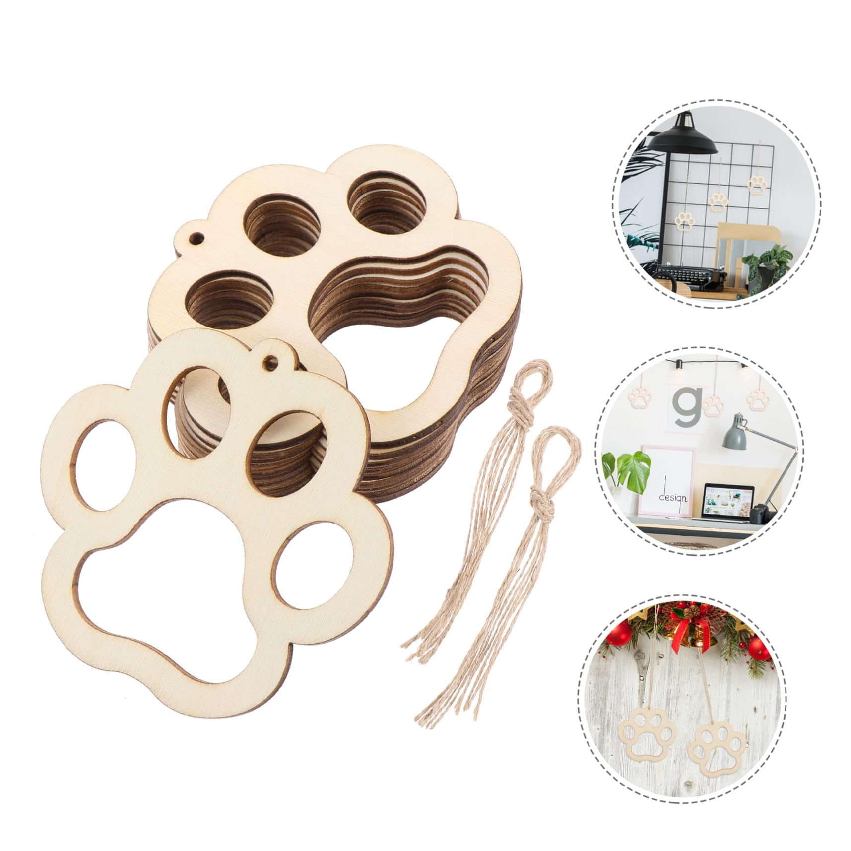 Homoyoyo Ornamenti in Legno Fai da Te con 20 Ciondoli a Fetta di Legno e Corde Naturali per Decorazioni Natalizie e Artigianato Creativo, per Regali e Abbellimenti Sospesi Festivi