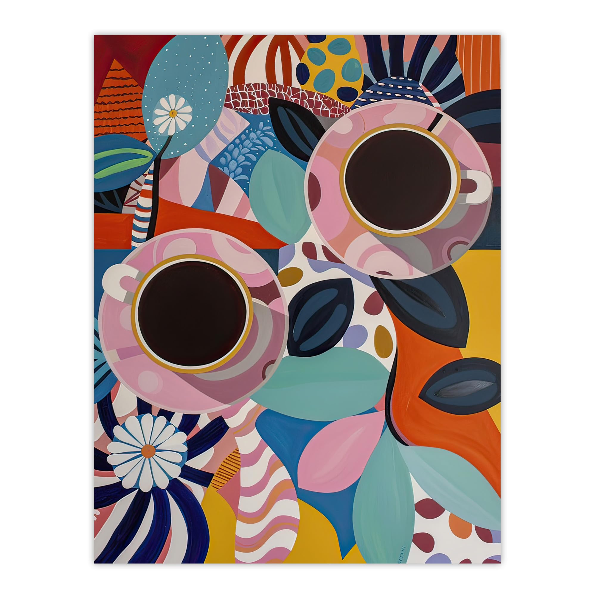 Artery8 Abstract Trippy Coffee Cups Pop Art Pattern Kitchen Extra Large XL Wall Art Poster Print