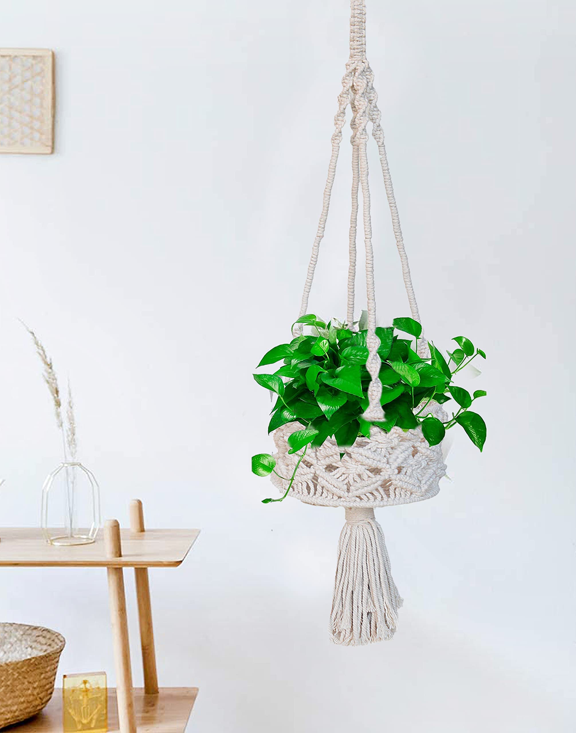 AIESY® - Live Beautiful ! Macrame Plant Hangers, Unique Designs,Handmade Cotton Rope Hanging Planters Flower Pots (White) (B0BM53YV17) Amazon Price History, Amazon Price Tracker