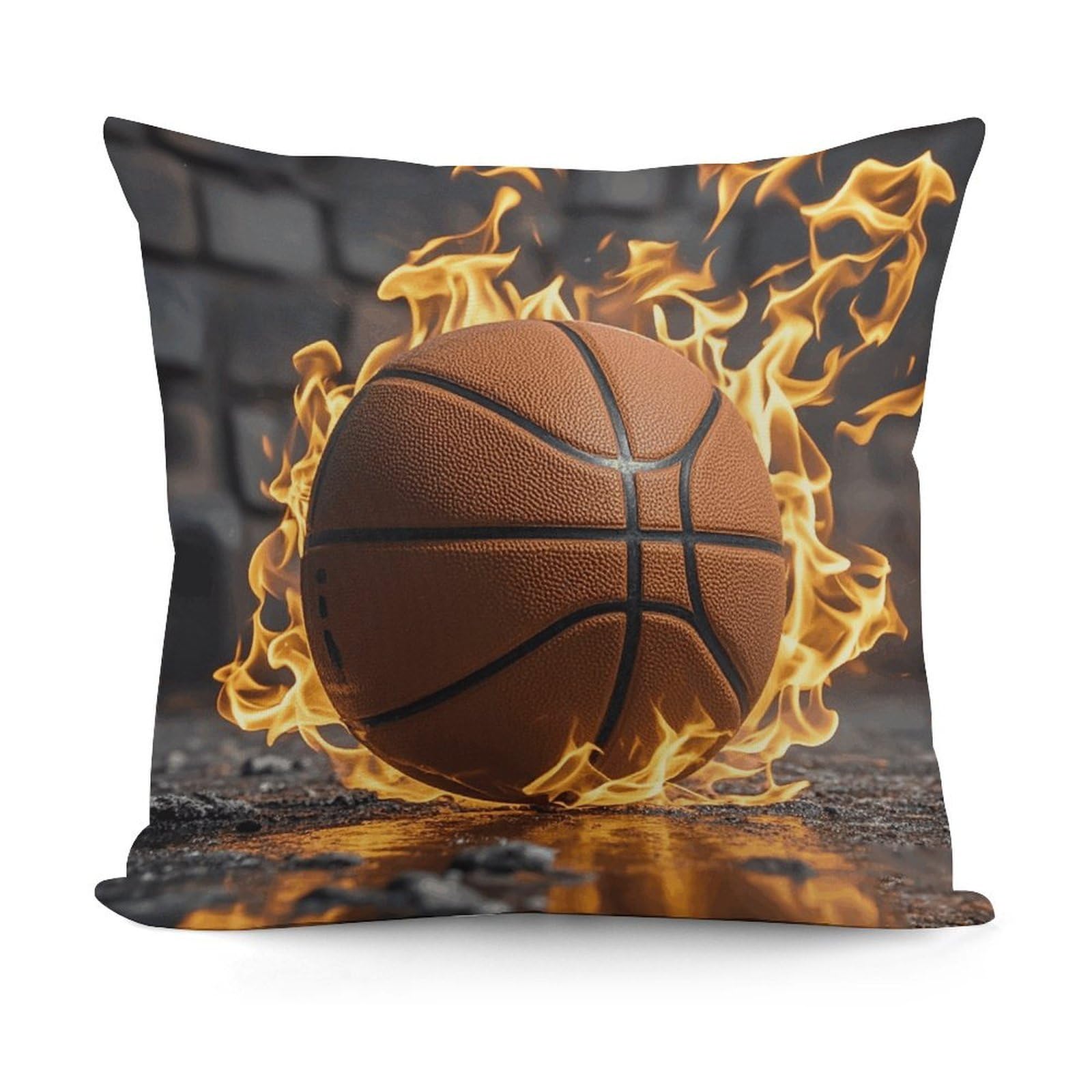 VstaDank Basketball in Fire Throw Pillow Cover Soft Square Cushion Cover Art Artwork Pillow Covers Mordern Couch Pillow Covers Decorative Cushion Case for Chair Couch Bedroom Living Room