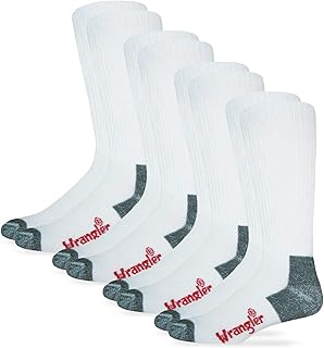 Wrangler mens Riggs Men's Non-binding Boot Work Cotton Cushion Smooth Toe Socks 4 Pair Pack
