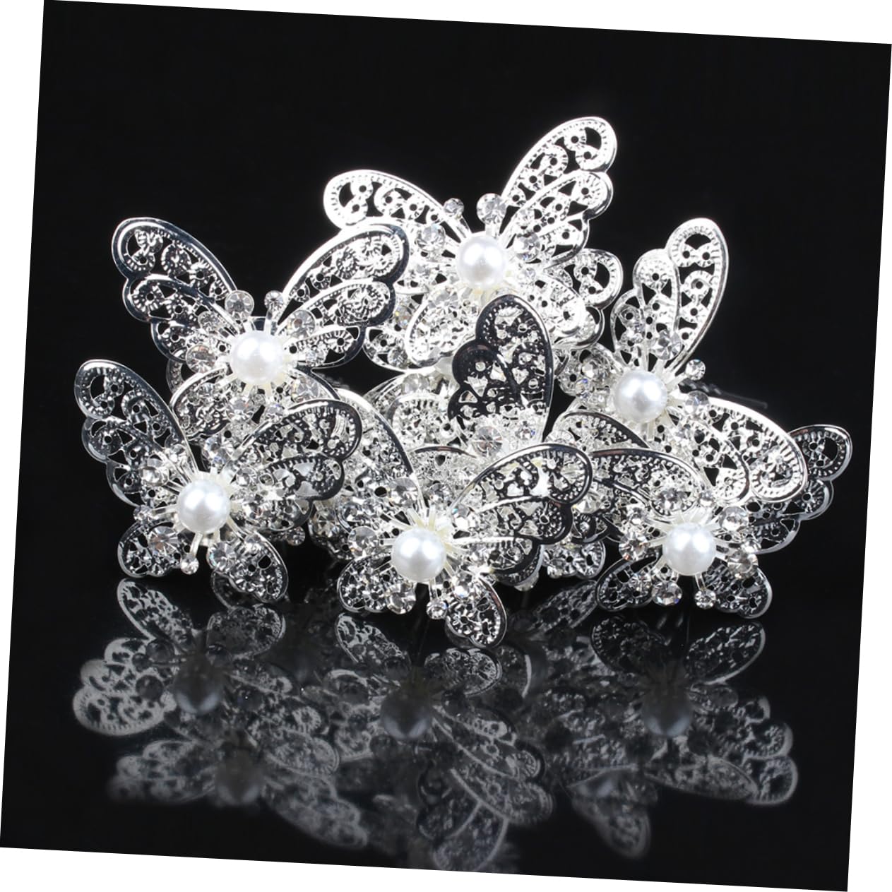 FRCOLOR 60pezzi Fermagli Per Sposa Con Perle e Cristalli Accessori Eleganti Per Cerimonia e Matrimonio Argento