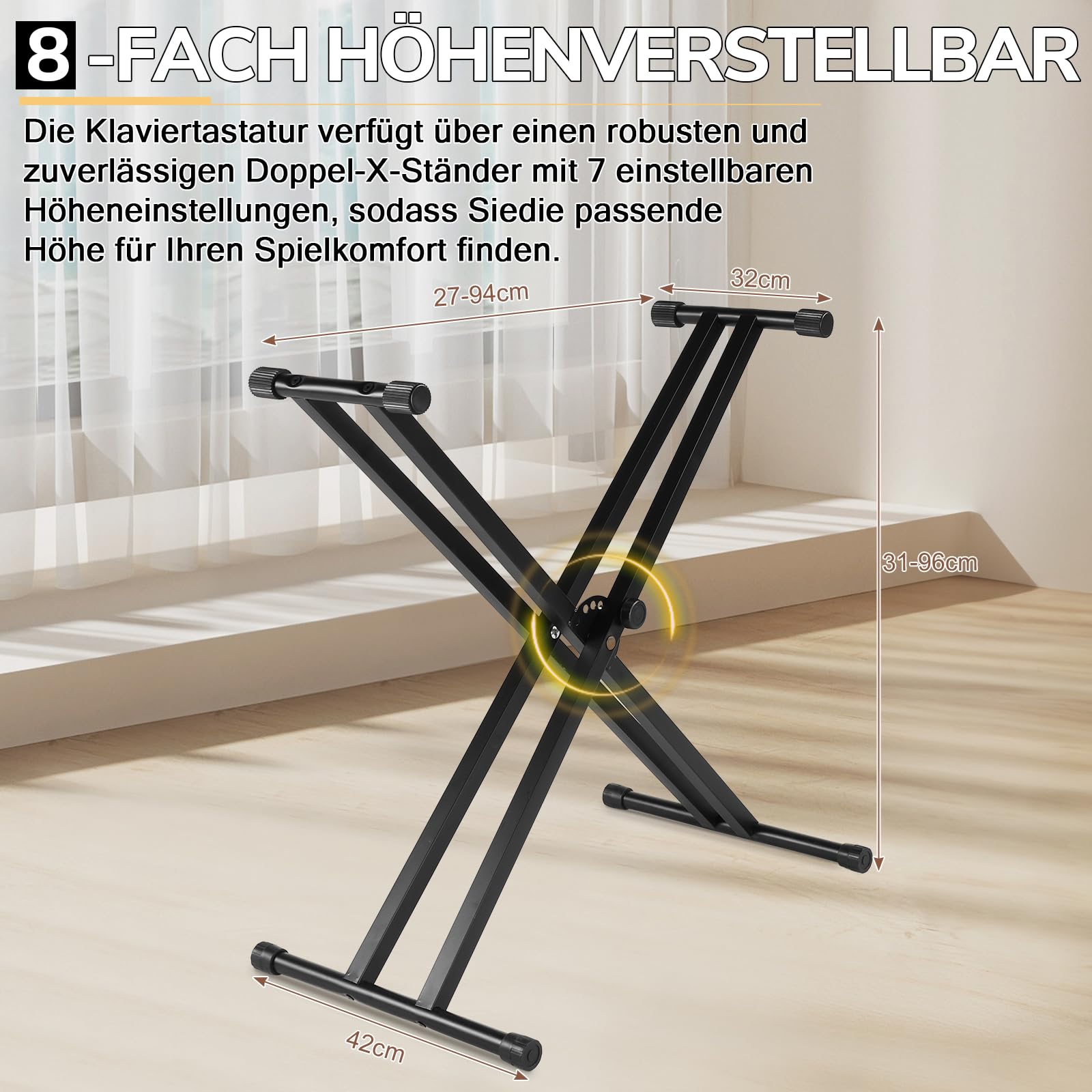 Bonnlo GPP-105 E Piano 88 Tasten, Digitalpiano Semi-Gewichtete Tastatur mit Dual-Bluetooth, Kopfhörer, Sustain-Pedal-System, Ständer, für Musikliebhaber und Anfänger, Weiß