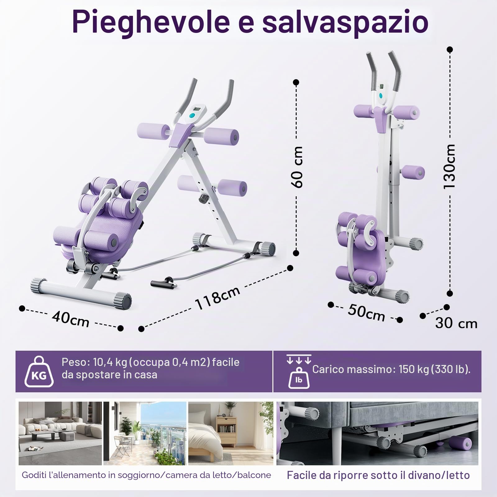 Attrezzi per Addominali, Panca Palestra Pieghevole per Allenamento Casa