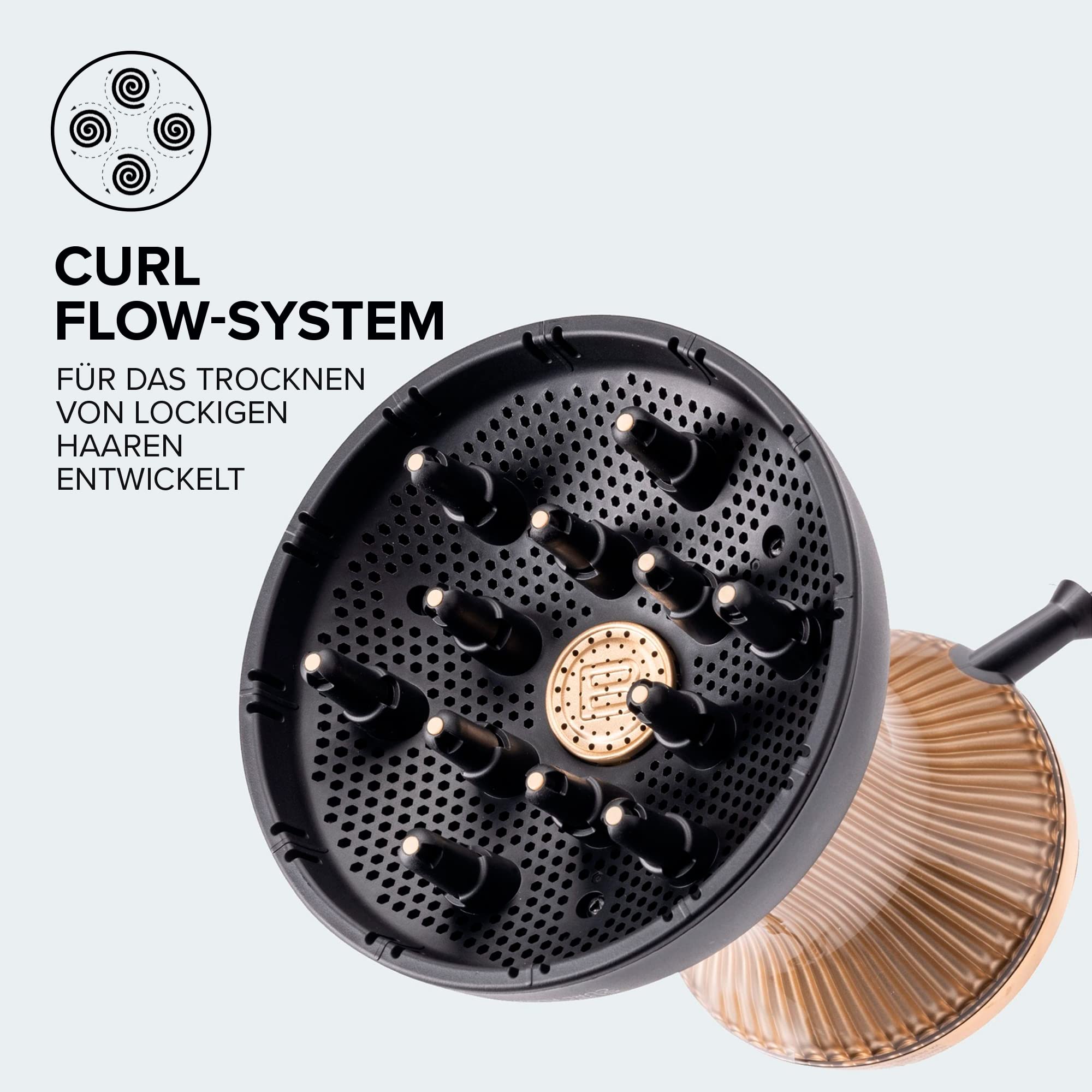 Bellissima Diffon Supreme, Heißluftdiffusor für lockiges Haar, XL Diffuser mit 12 Finger, Ceramic Technology & ArganOil, 2 Geschwindigkeiten, 3 Temperaturen, Ionisator, schonend trocknend