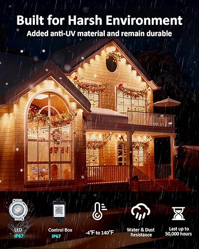 Miniatura 3 de Luces permanentes para exteriores, luces LED RGB de 300 pies con impermeabilidad IP67, control remoto de aplicación inteligente, sincronización de