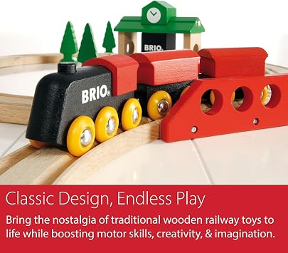 BRIO Classic Figure 8 Set - 22-Piece FSC-Certified Wood Train Set & Accessories - Includes Train, Depot, Trees, Tracks, More - Compatible with All Wooden Rail Sets - Fun Play for Kids Ages 2 & Up