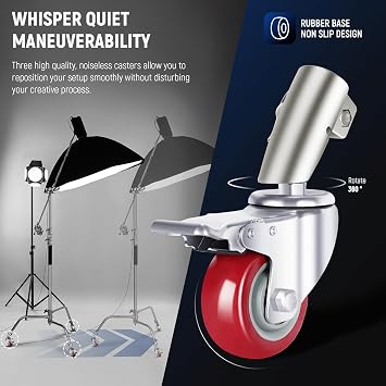 NEEWER Heavy Duty Light Stand, Metal 11.15ft/3.4m Adjustable Photography C Stand Tripod with Boom Arm Built in Spring Cushion 1/4 Screw for Studio LED Lights, DSLR Camera, Max Load: 22lb/10kg, Black
