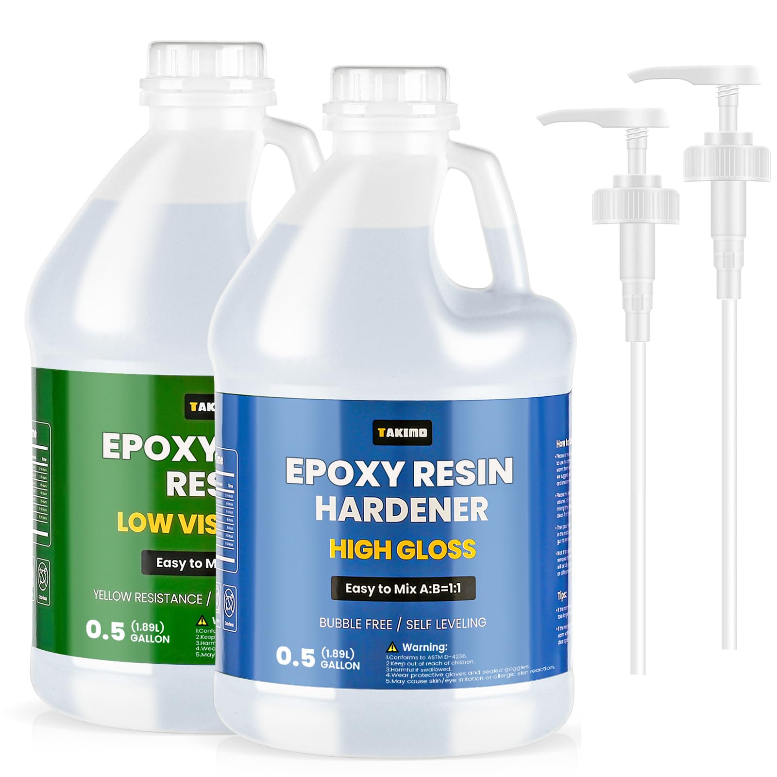 1 Gallon Crystal Clear Resin Kit,No Bubble & Not Yellowing Epoxy for Coating, Casting, Table Top,DIY, Bar Top, River Tables, Resin Art, Wood with Two Pumps