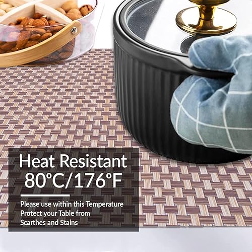 Miniatura 4 de Placemats Set of 4 for Dining Coffee Table Scratch Heat Stain Resistant Anti Skid Kitchen Decor Washable Wipeable Indoor Outdoor Durable Tablemats