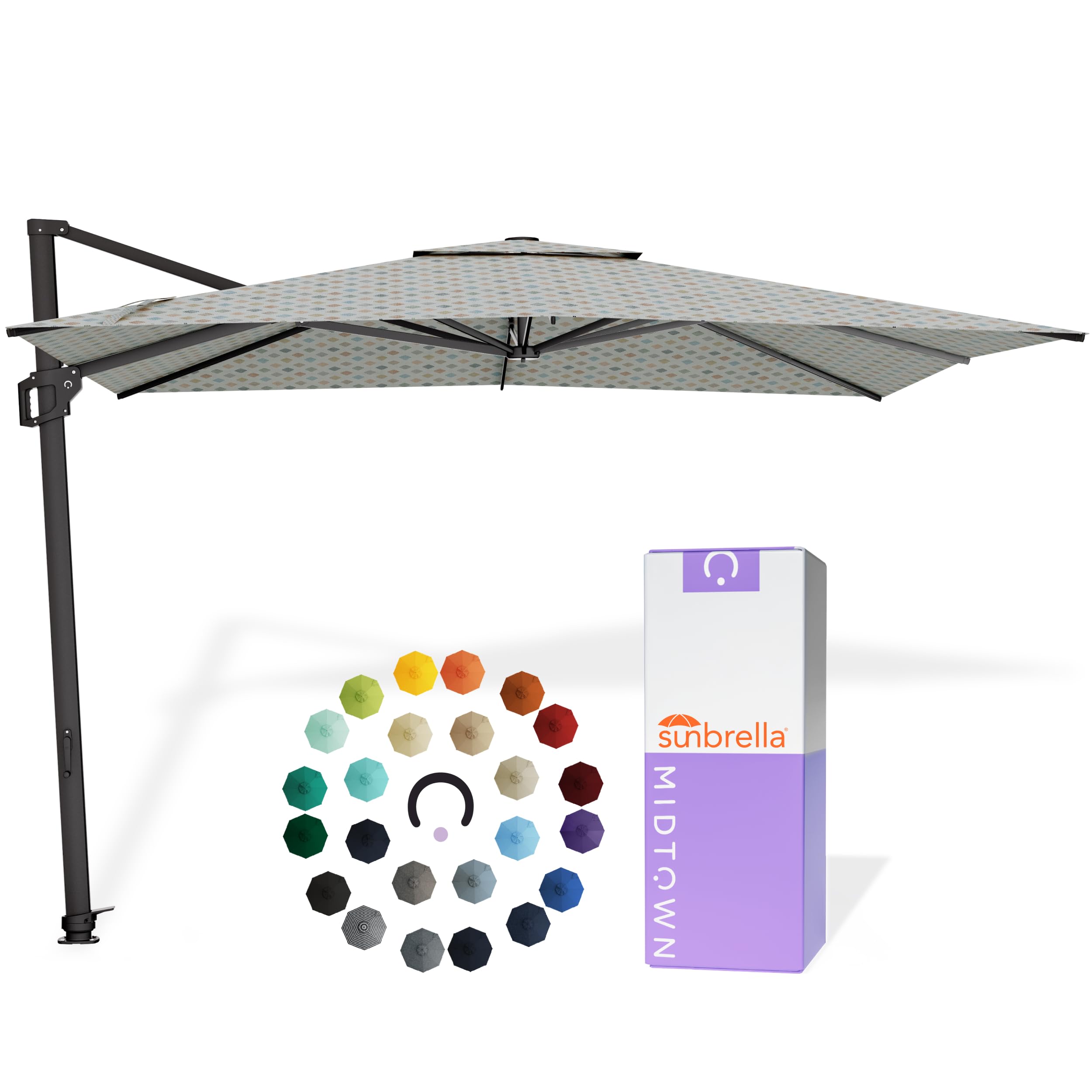 Midtown Umbrellas Grande Square - 9 x 9 Ft Cantilever Umbrella