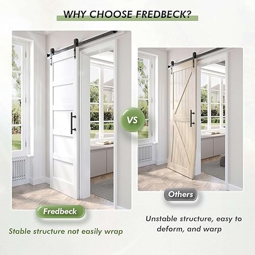 Miniatura 7 de Fredbeck Puerta de granero blanca doble 30 (puerta de granero de 60 con kit de hardware de 11 pies incluido