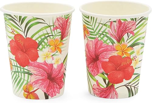 Miniatura 6 de BLUE PANDA 144 piezas Tropical Luau Party Supplies, juego de vajilla hawaiana con platos, servilletas, tazas y cubiertos (sirve 24)