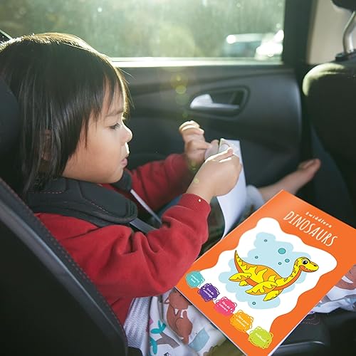 Miniatura 9 de THE TWIDDLERS - Paquete de 12 libros para colorear con 48 crayones y 216 calcomanías (dinosaurios) - Mini libros para colorear para niños de 4 a 8