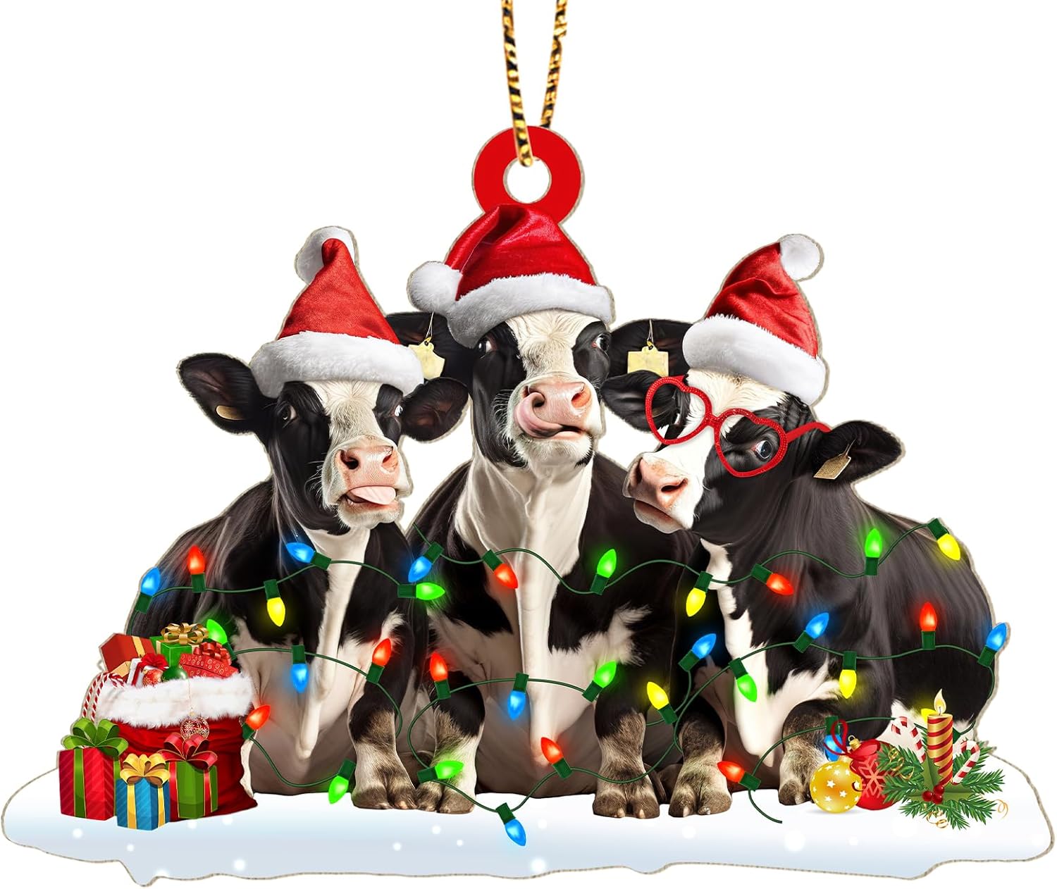 Dairy Cow Print Ornament for Christmas Tree Decorations