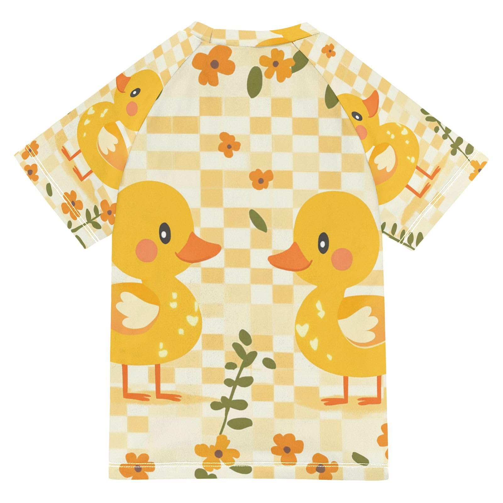 Jucciaco Boys Swing Shirts Duck Yellow Cute Cartoon Rashguard Short Sleeve Kids T-Shirts Sun UPF 50+