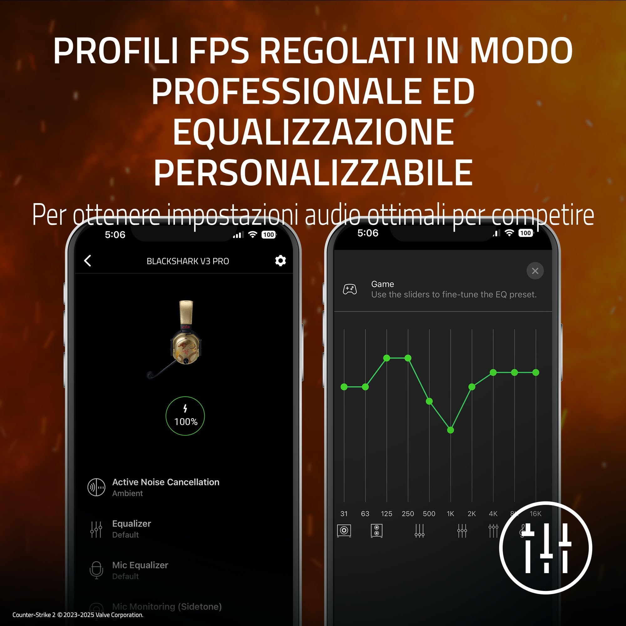 Razer BlackShark V3 Pro CS2 - Cuffie wireless per e-sport con cancellazione del rumore ANC - Driver audio da 50 mm - Microfono rimovibile - HyperSpeed 2,4 GHz & Bluetooth - PC/Mac | Dragon Lore