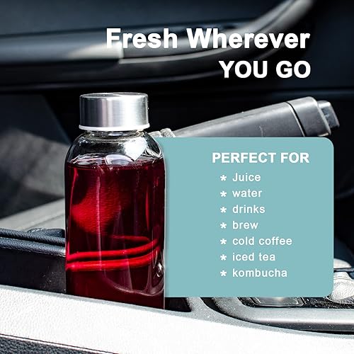 Miniatura 4 de Luxfuel Botellas de vidrio transparente con tapas de 18 onzas, botellas de agua de vidrio reutilizables con tapa de acero inoxidable para jugos,