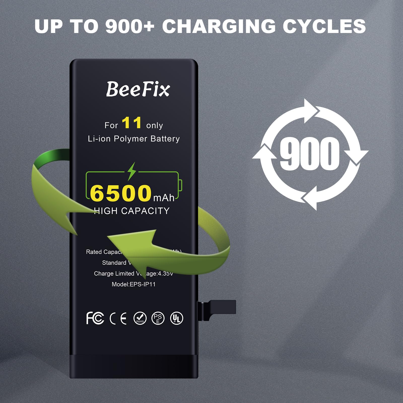 Batteria per iPhone 11: Batteria Li-Ion 6500mAh alta capacità per iPhone 11 con strumenti riparazione professionali Compatibile con modelli A2111/ A2221/ A2223